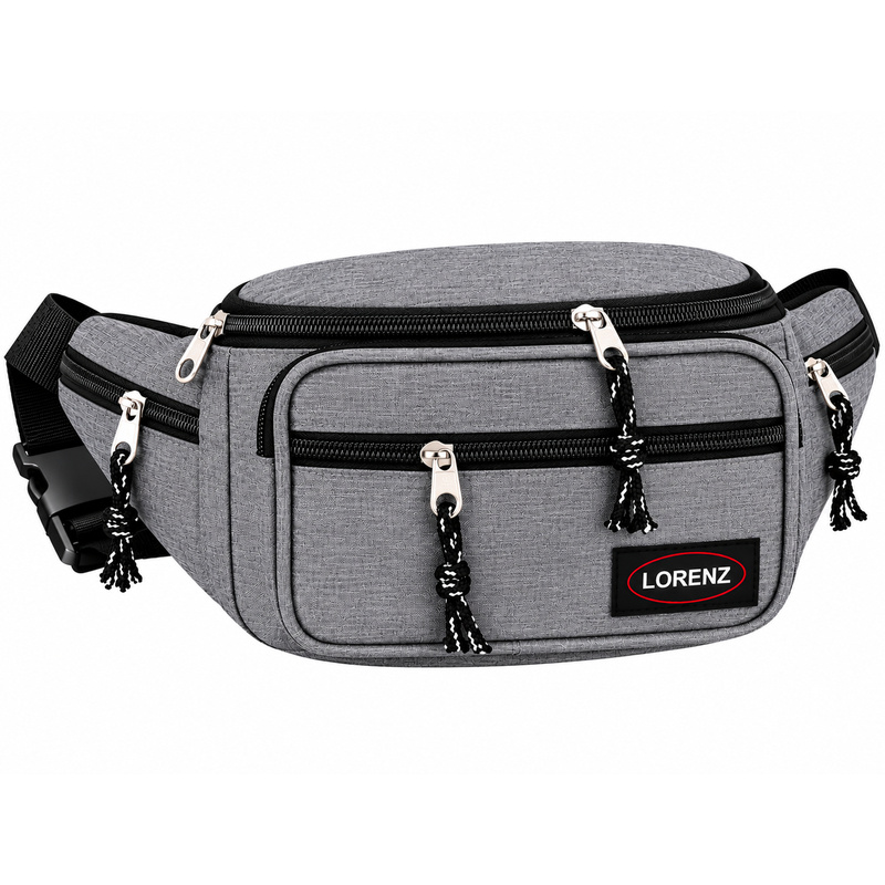 2512 Grey Bumbag With 2 Top Zips & 2 Front zips 1 EA (New)
